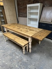 Extendable Rustic Shabby Chic Dining Table 6-8 seater 4 foot x 3 foot With Bench