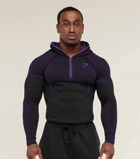 Gymshark Onyx 5.0 Seamless Hoodie- Black/Athletic Purple Size Medium PREORDER