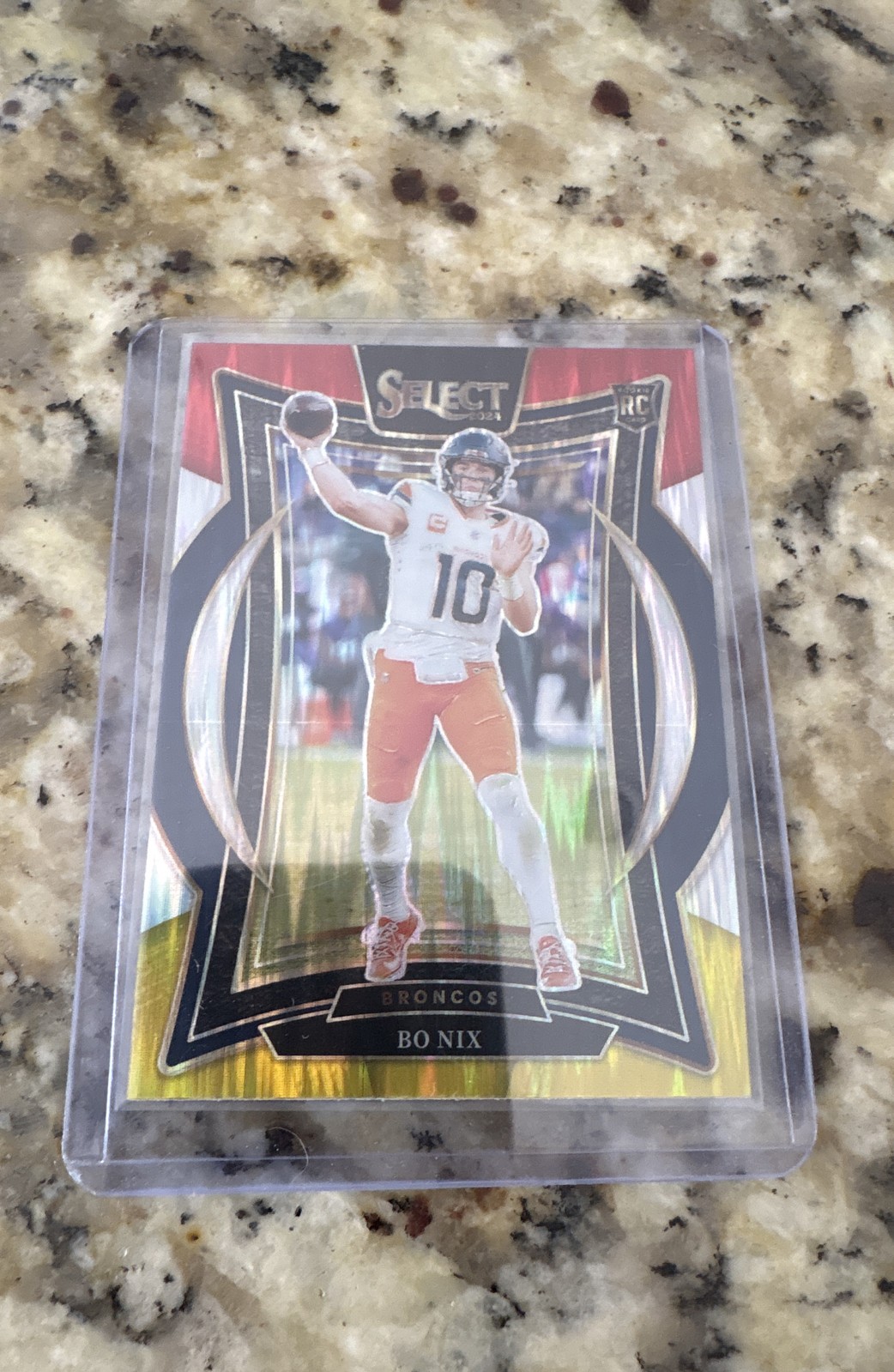 2024 Panini Select - Concourse Bo Nix #30 Red & Yellow Shock Prizm (RC)