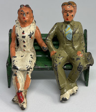 Barclay Manoil Happy Farm Series Man  Woman On Bench Lead Dime Store Figure