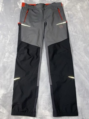 LA SPORTIVA IKARUS ALPINE SKI HIKING PANTS MENS US XL 36x32 BLACK GRAY RED NWOT