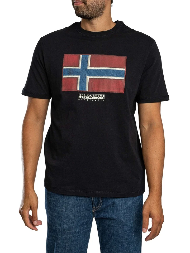 Napapijri Pour des hommes T-shirt drapeau Tiki, Noir - Photo 1/4