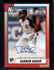 2025 Topps Update Darren Baker 1990 Auto RC Rookie #90B2-DBA Nationals