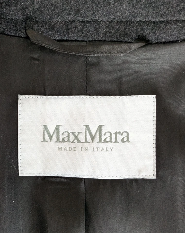 Max Mara Cashmere/Camelhair Wrap Robe Belted Long Coat ~ Dark Gray ~ Size US 8 - Image 4 of 4