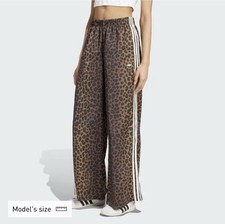 Adidas 'Leopard Print' Satin Wide Leg Track Pant XS KA2666 Women's NEW NWT