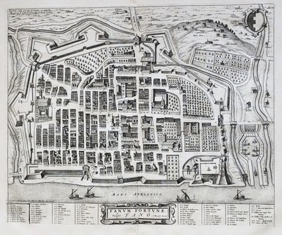 Fano Marche Italy Italia Engraving Aquaforte Blaeu Mortier 1704