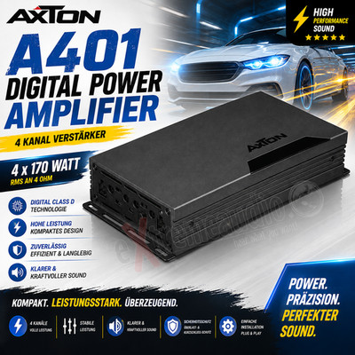 AXTON A401 Digital Power Amplifier 4 x 100 Watts Class-D Amp