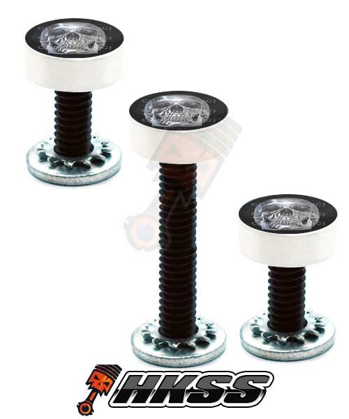 3 Silver Billet Vent Windshield Bolts For 14-Up Harley  - CHROME SKULL BW NQH