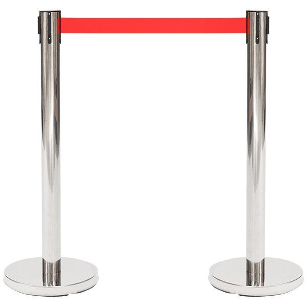 R1903 - Retractable Barrier Posts with Red Belts - Pack of 2