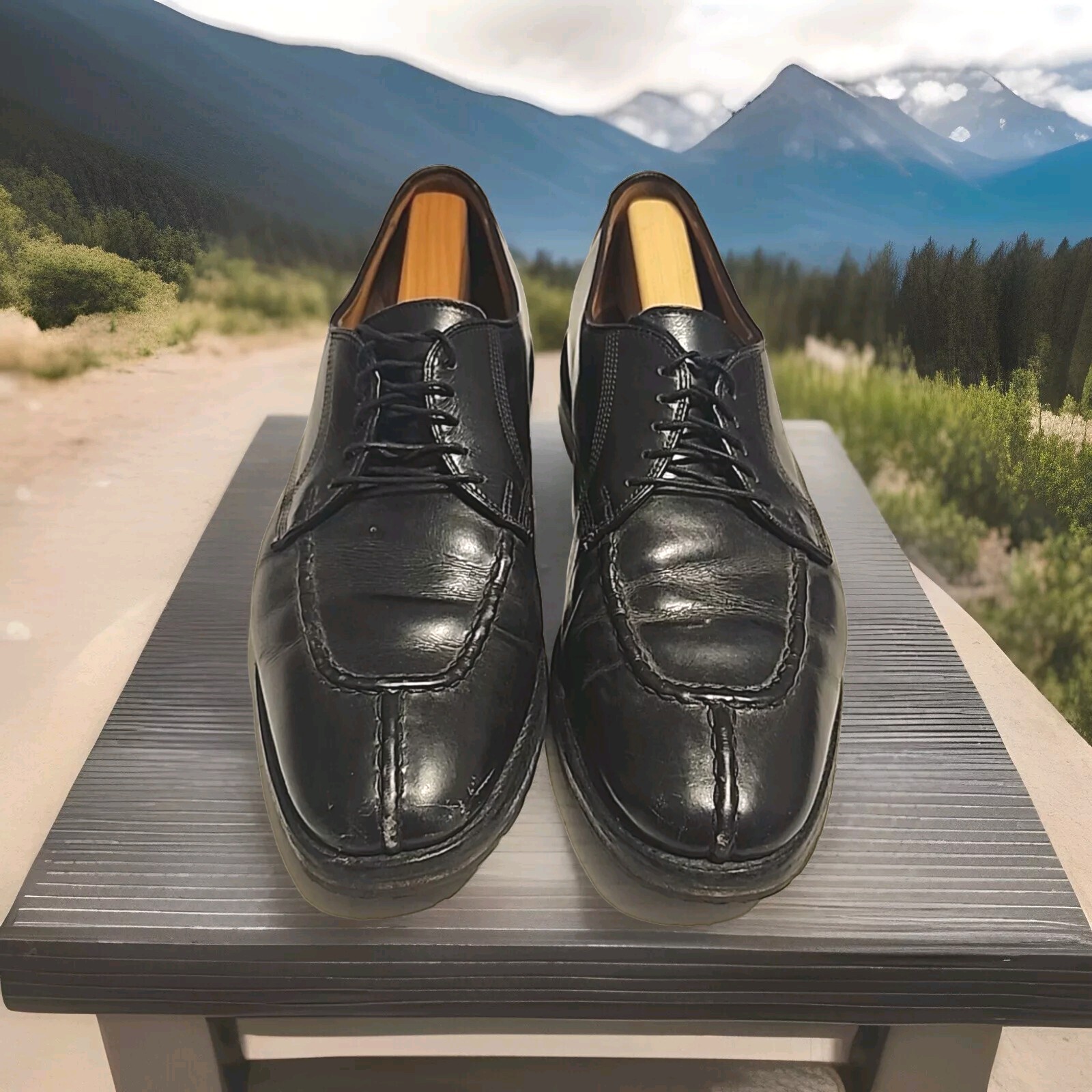 SAOLA Scarpe eleganti Allen Edmonds Dellwood Derby con punta divisa da uomo taglia 10 D nere Vibram