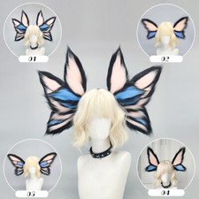 Blue Elf Demon Ear Headband Faux Fur Butterfly Animal Halloween Cosplay Props