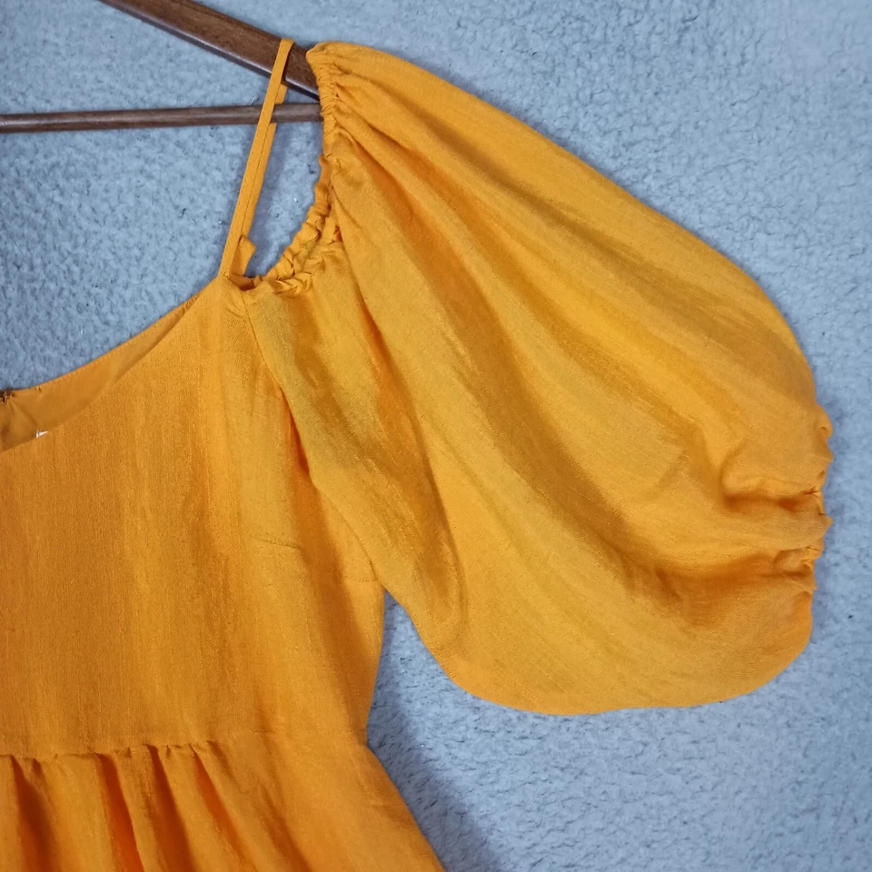 Vestido Moulinette Soeurs Mujer Medio Amarillo Manga Abullonada Ajuste y Acampanado Núcleo de Pradera Foto 4 de 4