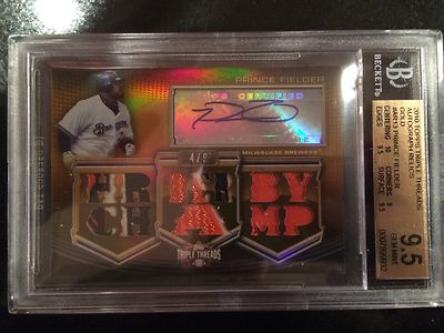 2010 TOPPS TRIPLE THREADS AUTO RELIC GOLD PRINCE FIELDER-GEM MINT 9 10 AUTO-POP1