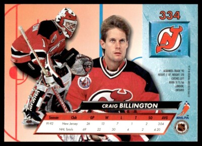 1992 Ultra #334 Craig Billington - New Jersey Devils | eBay