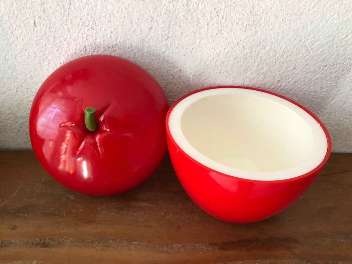 Seau à glaçons vintage pomme plastique orange – La Roue du Passé