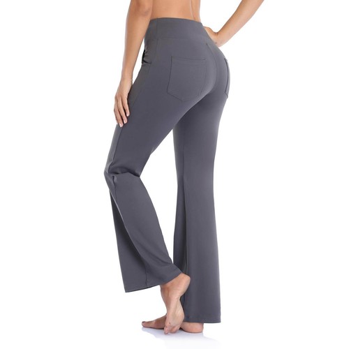 Women's Yoga Pants High Waist Flare Leggings Wide Straight Leg Sports Trousers - Picture 24 of 36