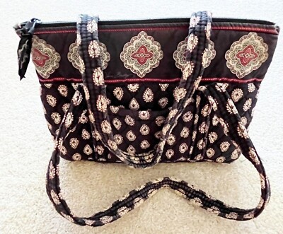 Vera Bradley Pirouette Tote Bag Classic Black Red Paisley Medallion Shoulder