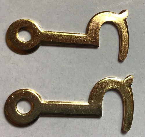 VINTAGE SOLID BRASS SIDE HOOK 1 1/2” CLOCK ,JEWELLERY BOX ETC RESTORATIONS 2no - Picture 3 of 6