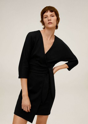 zara black wrap dress