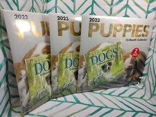Lot of 3. NEW 2023 2pk PUPPIES  DOGS Pictorial Wall Calendars 12 X 24 / 12 x 12