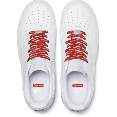 Size 9.5 - Nike Air Force 1 x Supreme Low Box Logo - White