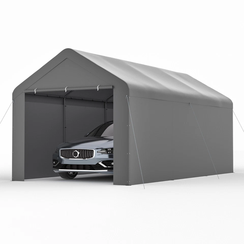 Outdoor Grey Carport 10'x20' Heavy Duty Canopy Shed Portable Garage Party Tent - Image 2 of 4