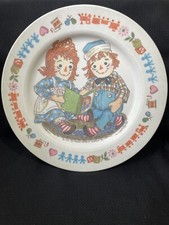 Vintage Baby Plate Raggedy Ann Raggedy Andy Melamine Oneida circa 1960s