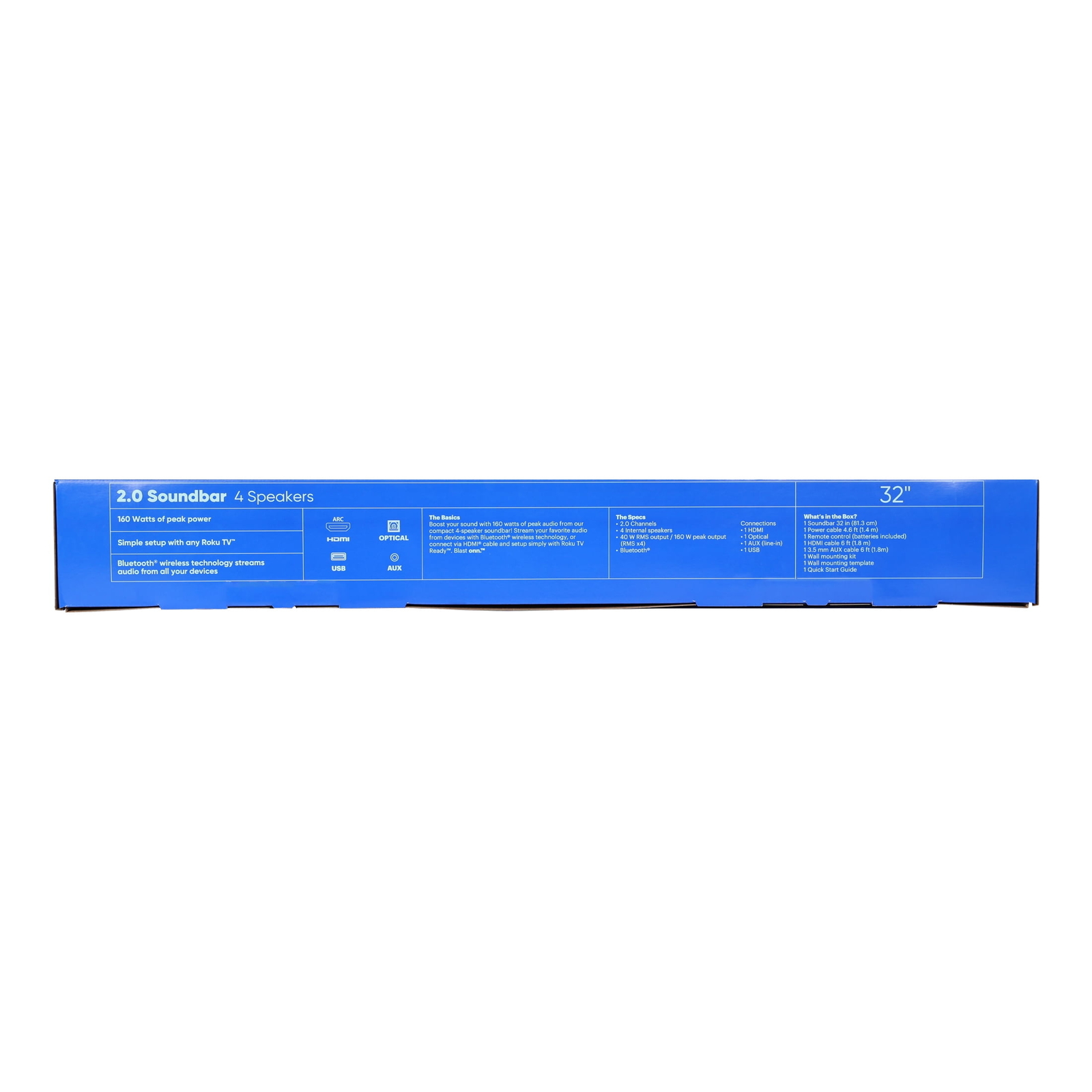 onn. 2.0 Soundbar, 32" w/ HDMI