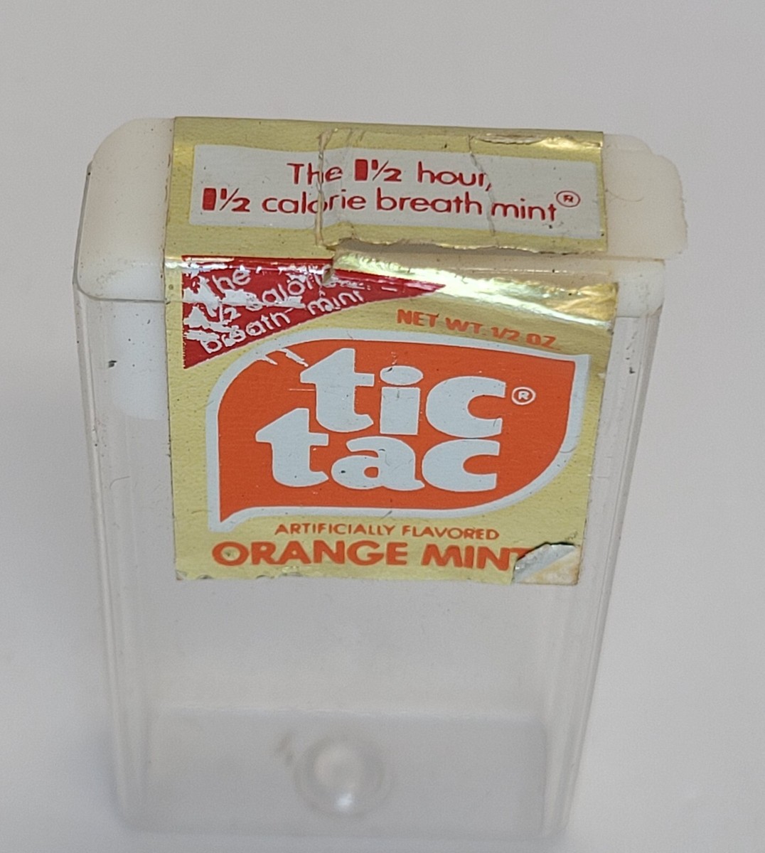 Vintage Tic Tac FERRARO 1985 Breath Mints ORANGE MINT Container