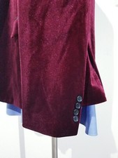 44R Deep Ruby Red Velvet Velour smoking Peak Lapel Coat Blazer Jacket Dinner