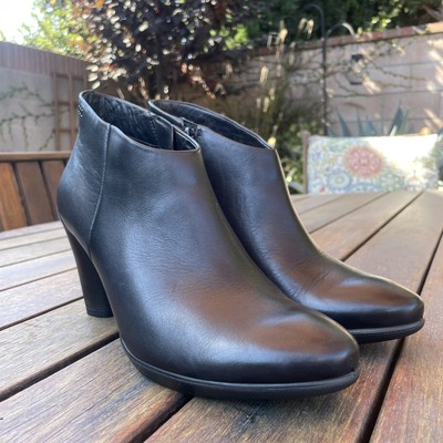 Ecco Sculptured 75 Black Boots Low Cut Zip Size 39 8-8.5