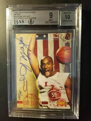 1996 SCORE BOARD KOBE BRYANT ROOKIE RC AUTOGRAPH 24/390 BGS 9 AUTO 