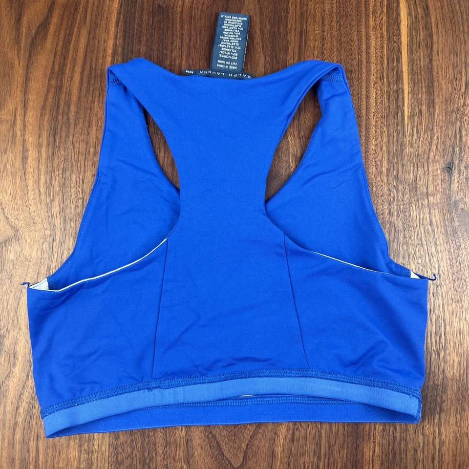 Sujetador deportivo Ralph Lauren para mujer talla mediana M sin mangas azul marino atlético Foto 3 de 4