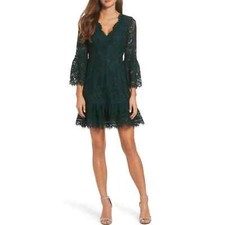 Eliza J Green Bell Sleeve Lace Mini Dress J-0238f1.6