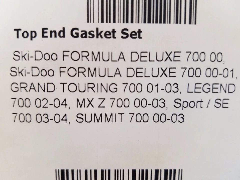 NUEVO KIT JUNTA EXTREMO SUPERIOR SKI-DOO REEMPLAZA 710255 700 FORMULA DLX GT LEGEND MX Z Foto 2 de 4