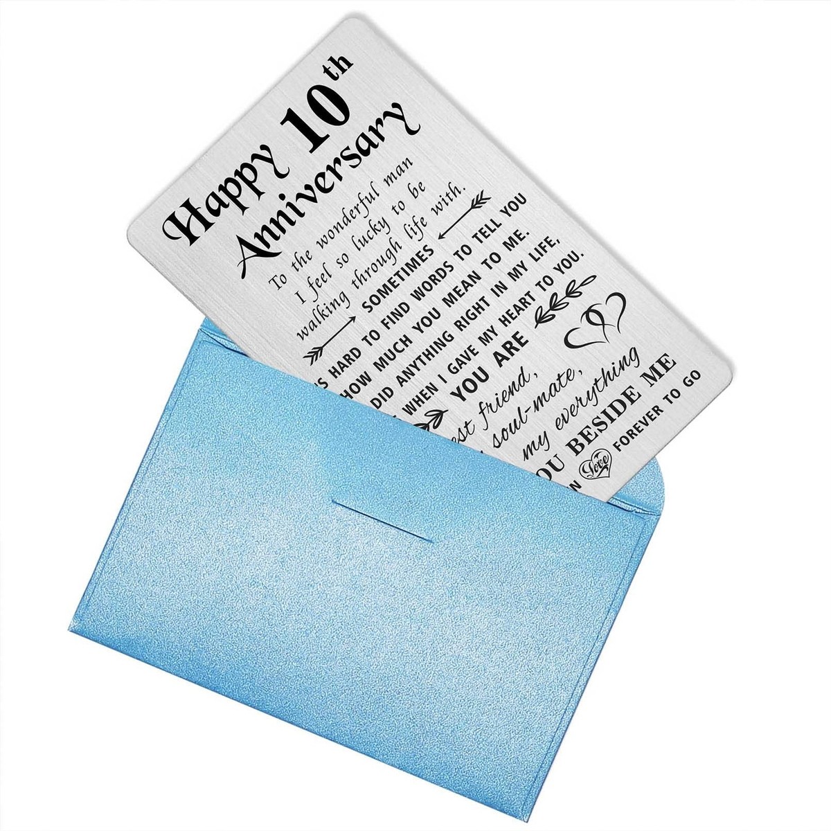 TANWIH Happy 10th Anniversary Card Gifts for Him Husband, 10 Ten