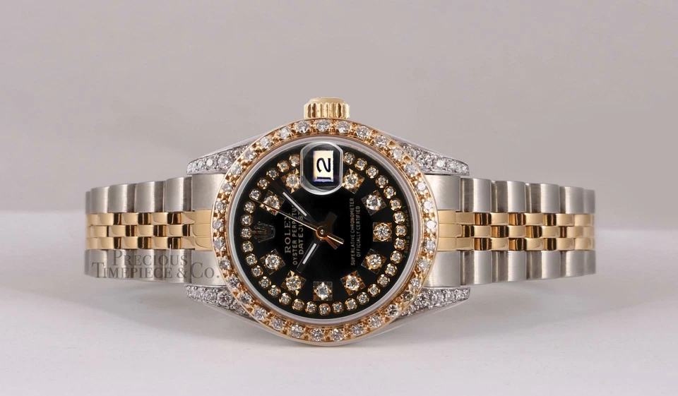 Rolex Lady Datejust 26 mm TT/SS-Diamond Lug-Esfera Diamante Negra-Bisel Diamante 18k Foto 4 de 4