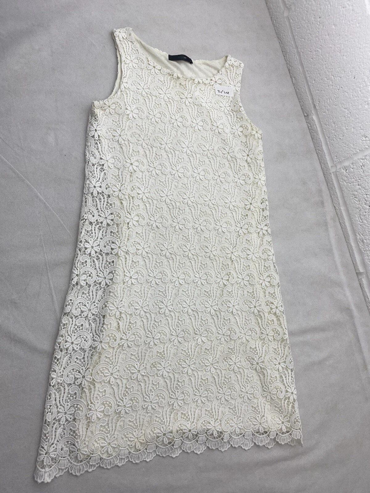 OFF WHITE Abito da donna Hallhuber A Line taglia S crema pizzo bianco senza maniche