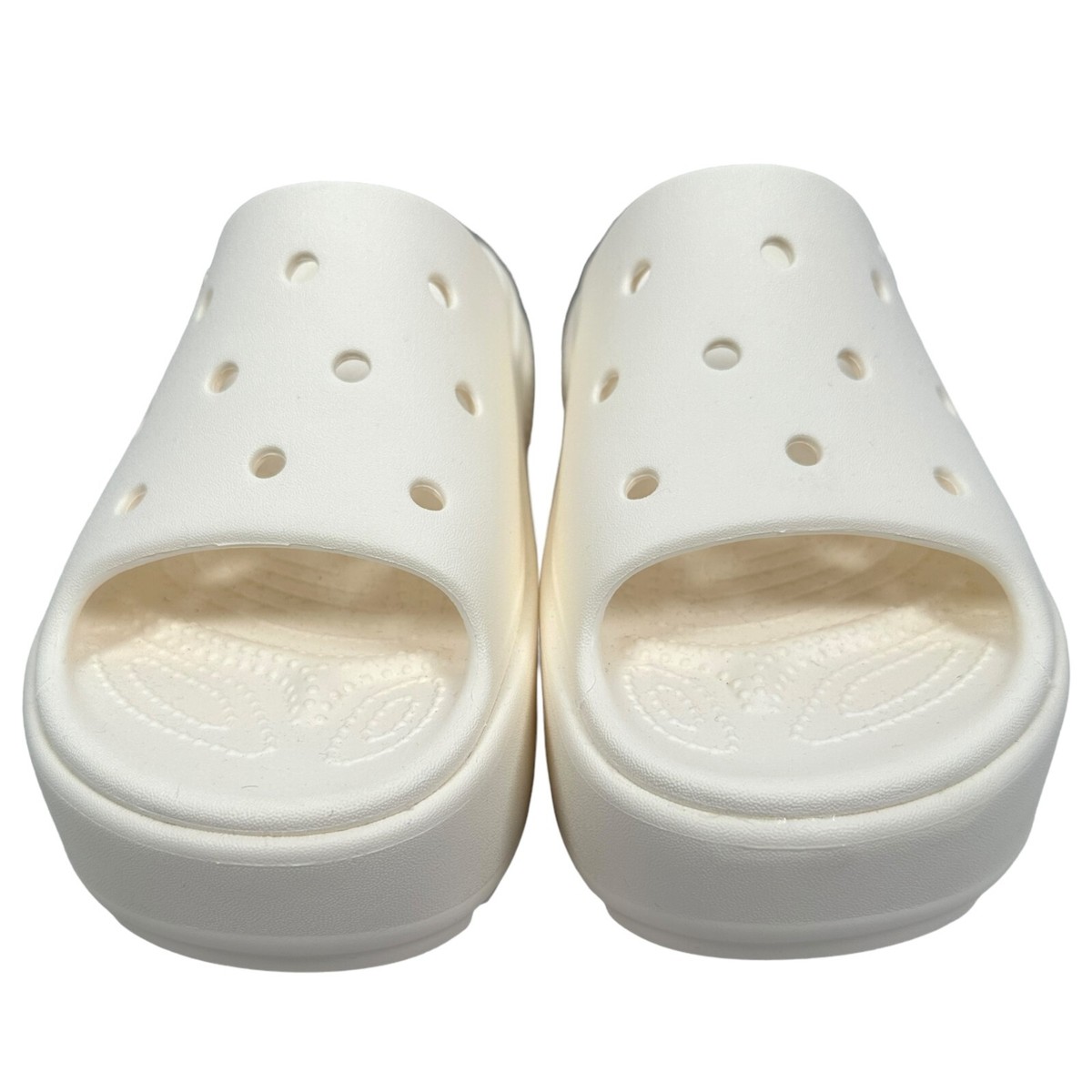【関税込み】Crocs ホワイト Stomp スライド Crocs Stomp Slide Men's 7 Women's 9 Slides Sandals Chalk