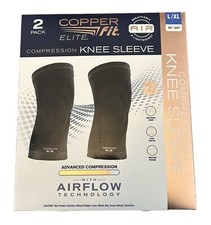 Elite Air Compression Knee Sleeve by Copper Fit Black L/XL 16  -20   2 Pack