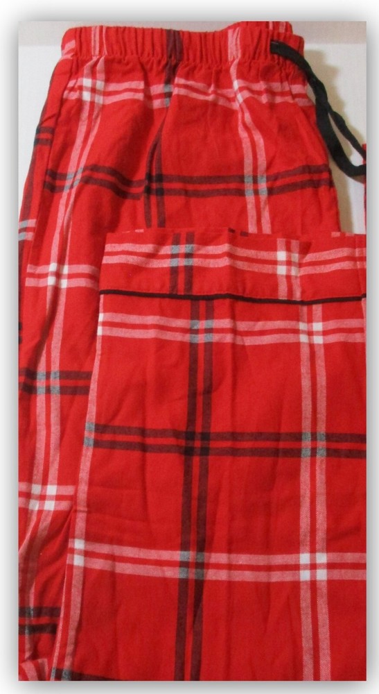 Men's RED Plaid Cotton FLANNEL SLEEP PANTS - Elastic & Tie Wondershop No pockets