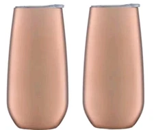 Thirstystone By Cambridge 6 oz Insulated Champagne Tumblers Set of 2 Copper