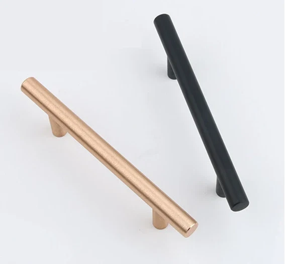 kitchen door handles Solid Metal Cabinet Knobs Drawer T Bar Black Gold Handle  - Image 2 of 4
