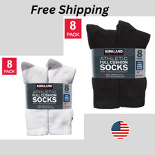 Kirkland Signature Men  s Athletic Sock 8 Pair White  Black Color