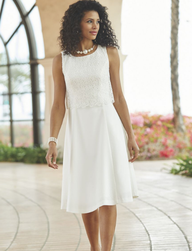 Winter White Lace Crochet Dress Formal 