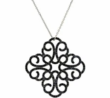 QVC 14K Black Gold Plated Sterling Crystal Scroll Design 18" Italian Necklace
