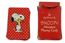 1965 Peanuts Hallmark Snoopy Miniature Playing Cards 52 Plus 2 Jokers in Box