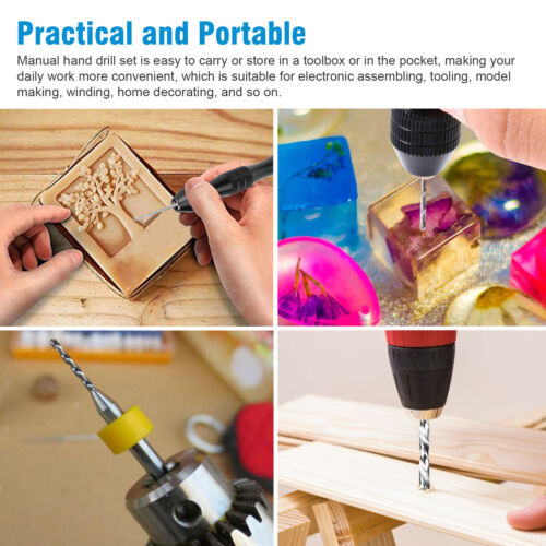59Pcs Mini Micro Hand Twist Drill Bits Set Rotary Precision Pin Vise Tools Kit - Picture 5 of 21