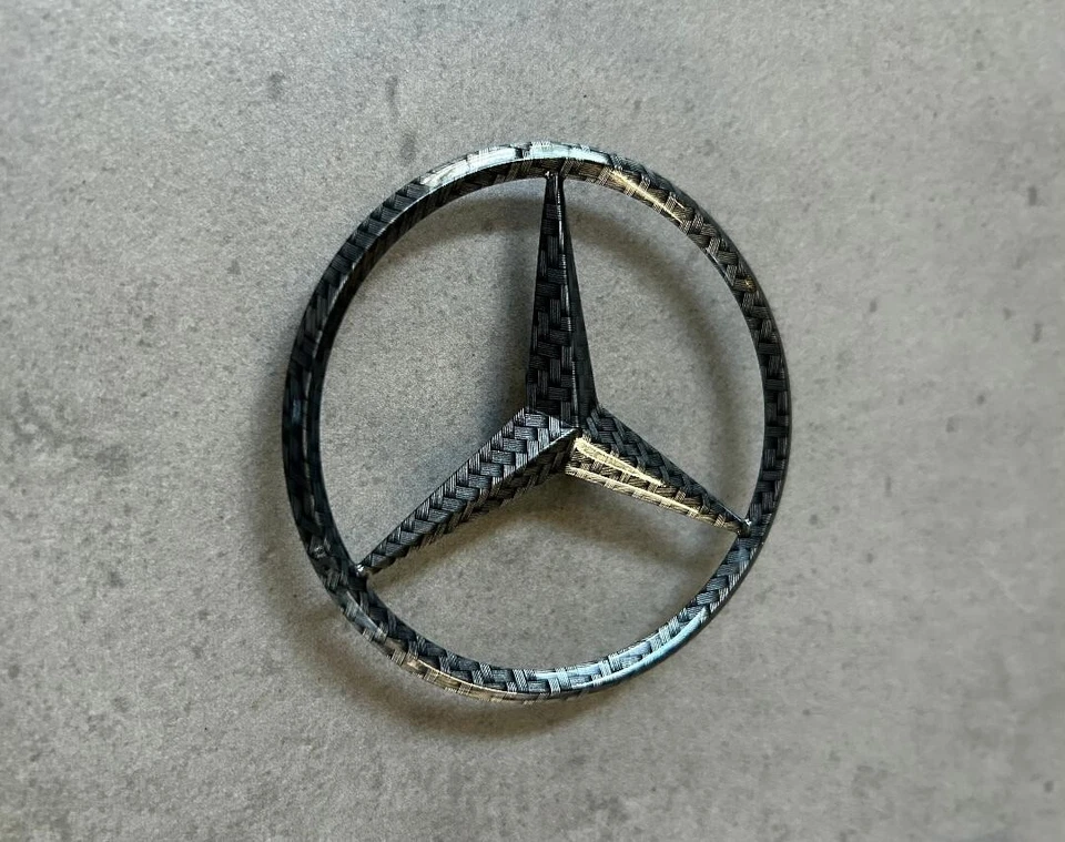 Mercedes-Benz W209 CLK350 Carbon Fiber Effect Rear Trunk Emblem Pair OEM Star - Image 3 of 4