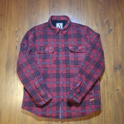 Voyager Mens SZ S Outdoor Hiking Plaid Polar Fleece Sherpa Lined Flannel  Jacket